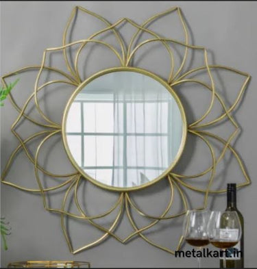 Metallic Lotus Mirror (24 x 24 Inches)